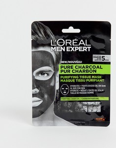 Очищающая маска-салфетка с чистым древесным углем LOreal Men Expert, 30 г - Бесцветный