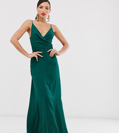 Платье макси на бретелях с запахом и завязкой ASOS DESIGN Tall - Зеленый