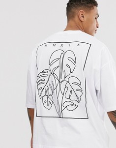 Oversize-футболка из плотного трикотажа с вышитой пальмой на спине ASOS DESIGN - Белый