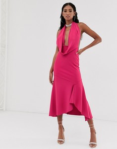 Платье с глубоким вырезом ASOS DESIGN - Розовый