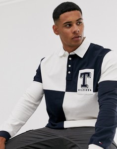 Футболка-поло колор блок в стиле регби с длинными рукавами Tommy Hilfiger - Синий
