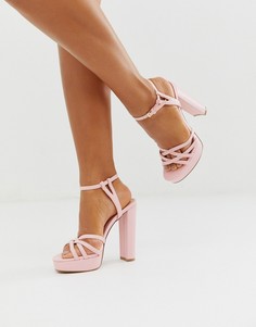 Розовые легкие босоножки на каблуке и платформе и с ремешками ASOS DESIGN Nickle - Розовый