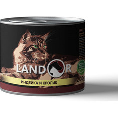 Консервы LANDOR индейка и кролик для взрослых кошек 200г