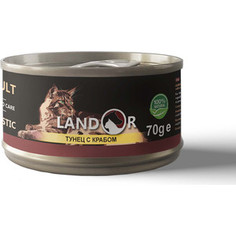 Консервы LANDOR тунец с крабом для взрослых кошек 70г