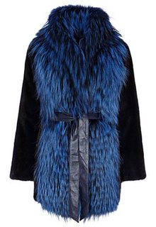 Шуба из аукционного меха норки KOPENHAGEN FUR с отделкой мехом лисы Emfasi Pelle