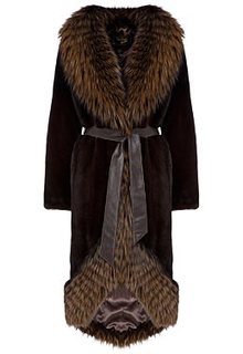 Шуба из аукционного меха норки KOPENHAGEN FUR с отделкой мехом лисы Emfasi Pelle