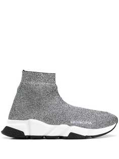 Balenciaga кроссовки-носки Speed с эффектом металлик