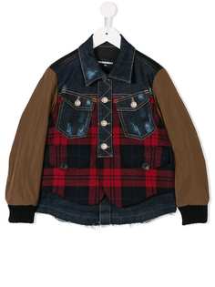 Dsquared2 Kids куртка-бомбер с клетчатыми и джинсовыми панелями
