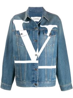 Valentino джинсовая куртка с логотипом VLogo