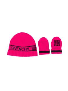 Givenchy Kids 4G logo beanie and mittens set