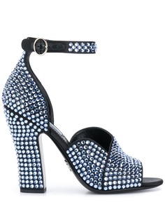 Prada crystal embellished satin sandals