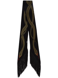Rockins шарф со змеиным принтом и бахромой