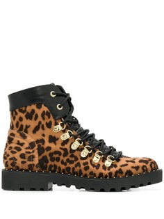 Twin-Set ботинки на шнуровке с леопардовым принтом
