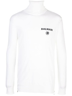 Balmain джемпер с высоким воротником и логотипом
