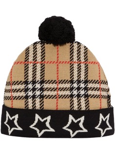 Burberry Kids шапка бини в клетку с декором