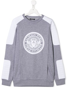 Balmain Kids толстовка с логотипом и вставками