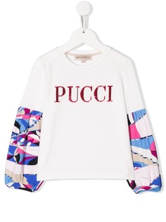 Emilio Pucci Junior футболка с логотипом и пайетками