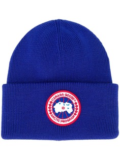 Canada Goose logo patch beanie hat
