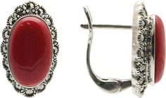 Серебряные серьги Серьги Марказит HE1352-korall-mr