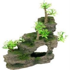Грунты, декор, средства и инвентарь для аквариумов Грот для аквариумов Trixie Каменная лестница с растениями 19,5 см