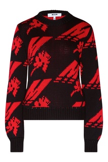 Черно-красный пуловер Msgm
