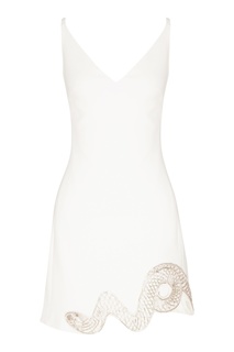 Белое платье с вышивкой из стекляруса David Koma