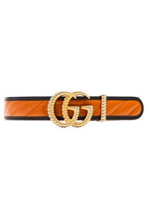 Черно-коричневый ремень с пряжкой GG Gucci
