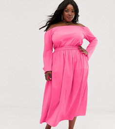 Неоновая юбка миди AX Paris Plus - Розовый