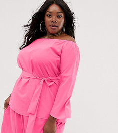 Неоновый топ с открытыми плечами AX Paris Plus - Розовый