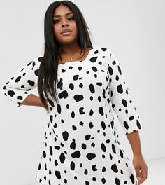 Короткое приталенное платье с квадратным вырезом AX Paris Plus dalmation - Мульти