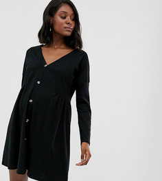 Свободное платье на пуговицах ASOS DESIGN Maternity - Черный