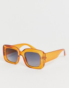 Квадратные солнцезащитные очки в оранжевой оправе ASOS DESIGN - Коричневый