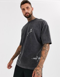 Oversize-футболка с принтом логотипа ASOS DESIGN - Черный