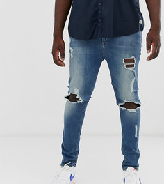 Темно-выбеленные синие супероблегающие рваные джинсы ASOS DESIGN Plus - Синий