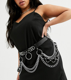 Ремень с кольцом и цепочкой ASOS DESIGN Curve - Черный