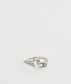 Серебряное кольцо-печатка с позолотой ASOS DESIGN - Серебряный