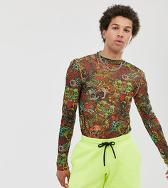 Сетчатая футболка с принтом татуировка COLLUSION - Мульти