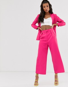 Ярко-розовые строгие брюки с широкими штанинами Saint Genies - Розовый