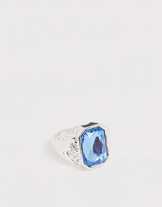 Набор серебристых колец с голубым камнем Chained & Able - Серебряный