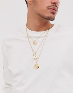 Ярусное ожерелье с подвесками-монетами SVNX - Золотой 7X