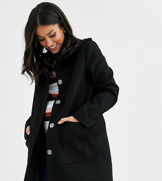 Черное пальто узкого кроя с капюшоном ASOS DESIGN Maternity - Черный