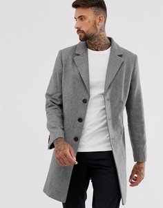 Полушерстяное светло-серое пальто ASOS DESIGN - Серый