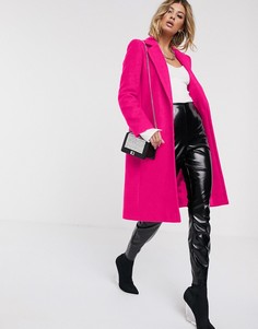 Неоново-розовое пальто из ткани с добавлением шерсти с застежкой на одну пуговицу Helene Berman - Розовый