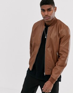 Кожаный бомбер ASOS DESIGN - Рыжий