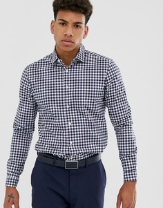 Строгая рубашка узкого кроя в клетку ASOS DESIGN - Синий