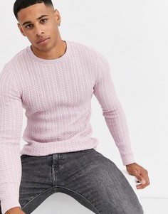 Розовый легкий джемпер с узором косичка ASOS DESIGN - Розовый