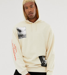 Oversize-худи кремового цвета с фотопринтом ASOS DESIGN Tall - Бежевый