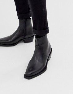 Черные кожаные ботинки челси на массивной подошве ASOS DESIGN - Черный