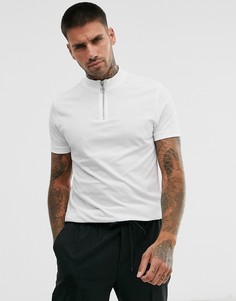 Белая футболка из органического хлопка с высоким воротом на молнии ASOS DESIGN - Белый