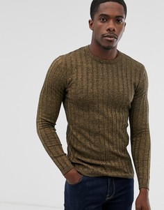 Светло-коричневый обтягивающий джемпер в рубчик ASOS DESIGN - Рыжий